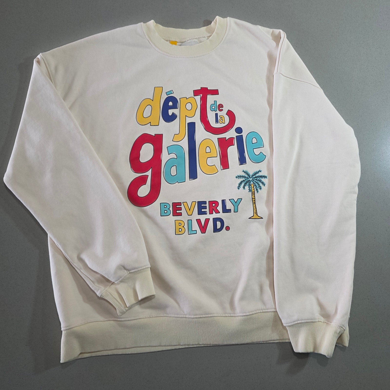 Gallery Dept Beverly Blvd Sweatshirt Cream Multi Color Graphic Mens Xl Usa Made